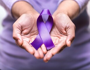 purple lavender ribbon awareness in hand for pancreatic cancer awareness alzheimer s disease hodgkin s lymphoma awareness world lupus day international epily day