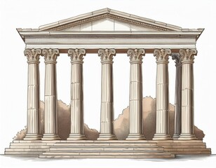 Obraz premium greek columns on white background