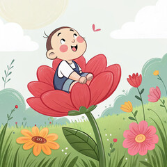 little child with flowers