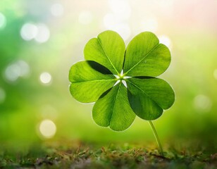 single good luck four leaf clover with copy space for text vertical background banner for best wishes and unique rare or special individual concept