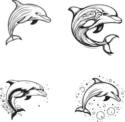 Hand-Drawn Dolphin Illustrations Set