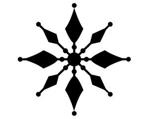 Snowflake, snow, crystal of frozen water - vector silhouette picture, logo or pictogram. Snowflake symbol black silhouette, sign	