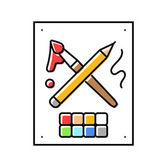 painting elderly leisure color icon vector. painting elderly leisure sign. isolated symbol illustration