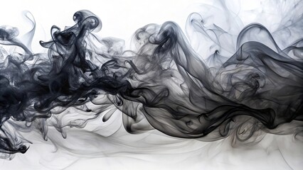 Fototapeta premium Abstract black and white smoke swirls on a white background