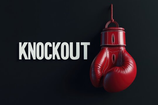 Vibrant  of Boxing Gloves with "KNOCKOUT" in White Font