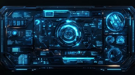 Futuristic Technology Panel With Blue Interface Lights