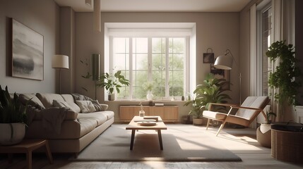 Serene Living Room Design With Natural Light and Plants