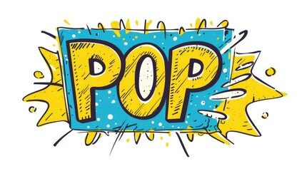 Colorful comic book style explosion with pop text