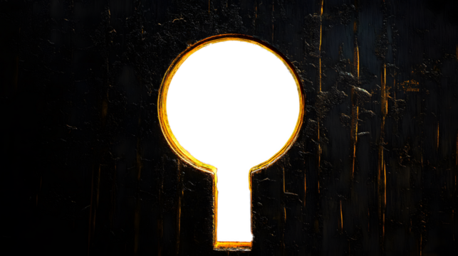 A key hole in dark and golden.