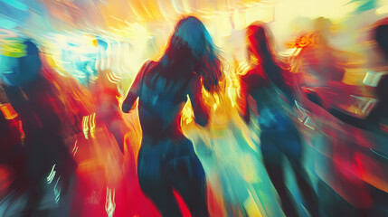 A series of blurred party scenes, focusing on excessive drinking and fleeting euphoria. Euphoria. Illustration