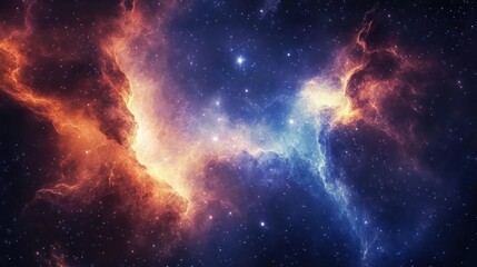 Fototapeta premium Cosmic nebula with vibrant colors and starry background.