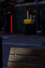 Obraz premium Close up of a bench in the street