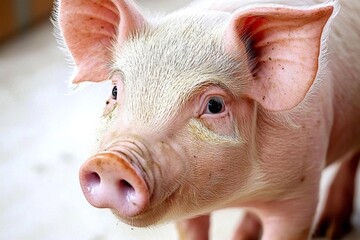 minimal photostock of a  Small piglet in the farm