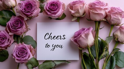 Elegant lavender roses with a note expressing warm wishes for friendship and celebration