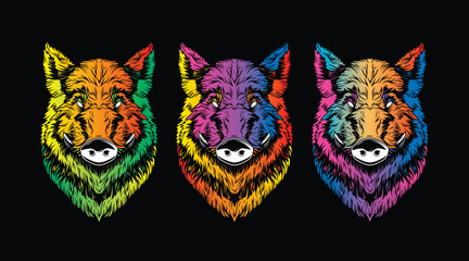 Head of a wild boar. Original vector illustration in vintage style. T-shirt design.