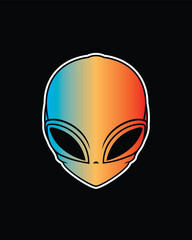 Classic alien with big eyes. Original vector illustration in vintage style. T-shirt design.