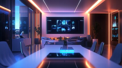 Futuristic Smart Home Office Conference Room Design