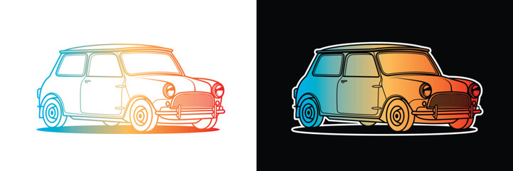 Racing retro car. Original vector illustration in vintage style.