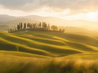 Fototapeta premium Idyllic countryside rolling hills tuscany landscape photography nature view