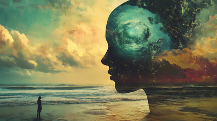 Vivid dreamscapes and surreal impressions, an abstract journey into the surrealistic realm of imagination. Mirage. Illustration