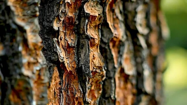 a tree trunk with bark damage