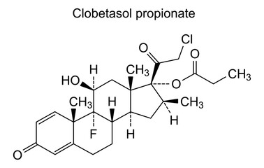 Chemical structure of clobetasol propionate, drug substance