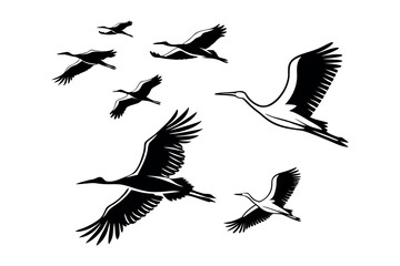 tranquil silhouette of birds perched on leafy branches in nature