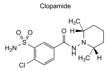 Chemical structure of clopamide, drug substance