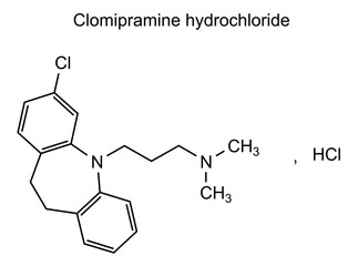 Chemical structure of clomipramine hydrochloride, drug substance