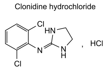 Chemical structure of clonidine hydrochloride, drug substance