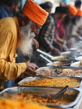 Selfless service at sikh langar community kitchen in india celebrating equality