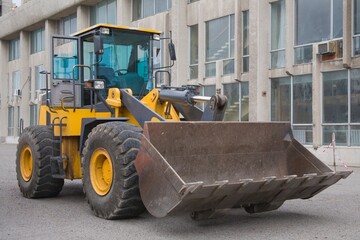 Heavy Power Bulldozer work on a building site