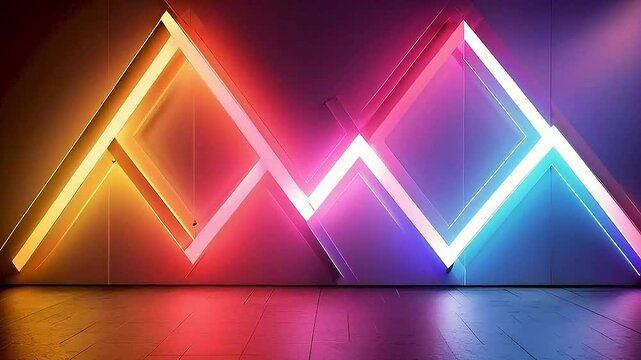 a neon triangle  on  a wall
