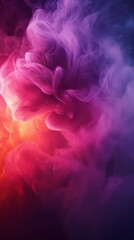 Fototapeta premium Abstract Smoke Swirls: An abstract interpretation of a vibrant smoke plume captured in vivid hues of pink, red, and purple, evokes a sense of fluidity and dynamism.
