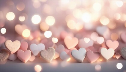 Fototapeta premium blurred background with hearts pastel colors white background and bokeh effect