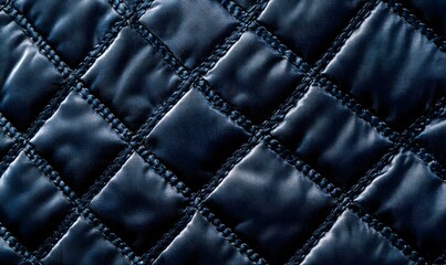 Naklejka premium Close-up of dark blue quilted fabric texture.