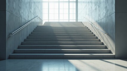 Fototapeta premium Modern Solitary Stairs Leading Upwards, Embodying Progress in a Minimalist Space
