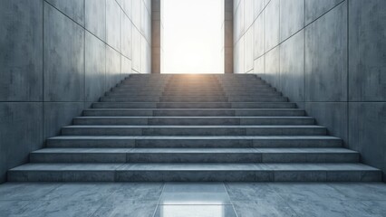 Fototapeta premium Luminous Modern Staircase with Natural Light Streaming Through Tall Windows