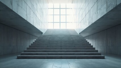 Fototapeta premium Spacious Indoor Stairs Bathed in Light, Signifying Growth and Progression