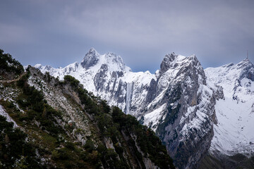 peaks of the mountains of alps at switzerland in winter