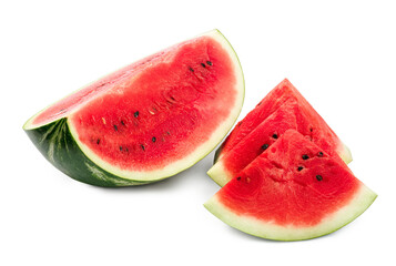 Watermelon slices and half watermelon isolated on white background