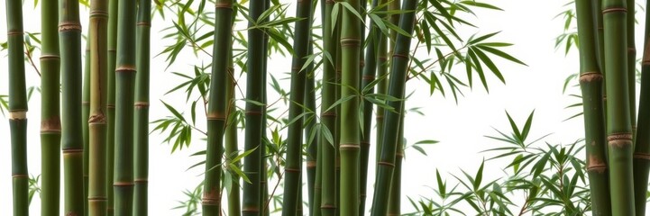 Bamboo plants in the center of the image against a white backdrop, perfect for Zen concepts and nature themes, isolated, generative ai, bamboo forest