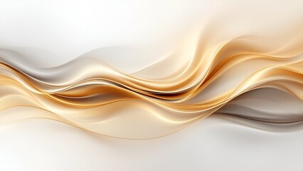 Obraz premium Abstract smoky luxury golden lines on white background. Moving soft smooth wavy texture