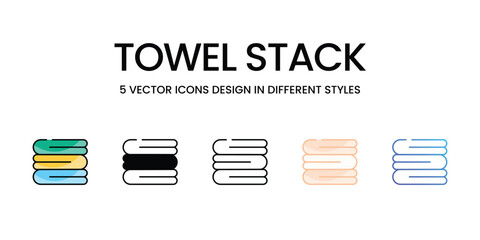 Towel Stack icons set in different style vector stock illustration