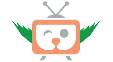 Cartoon TV screen with animal face