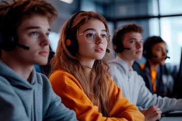 Engaged students immersed in interactive learning at a tech center. Generative AI