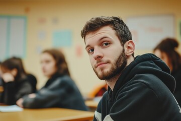 A student attentively listens to his teacher's lesson in the classroom, reflecting the values of education and the recognition of Teacher's Day.
