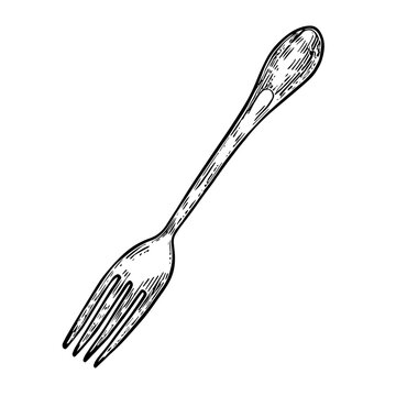 recommend clip art: Fork, Hand-Drawn Vector, Graphic Style, Cartoon Illustration, Black and White, Sketch Style, Isolated on White Background