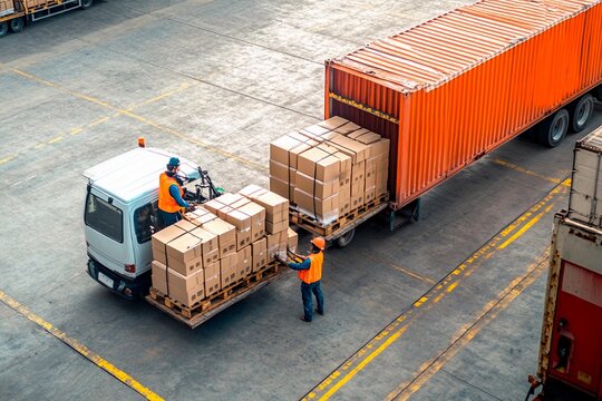 Efficient cargo loading and unloading at a bustling shipping terminal. Generative AI