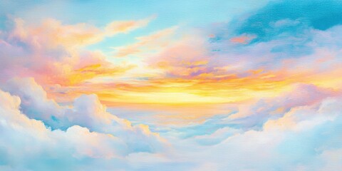 Stunning sunrise above fluffy white clouds